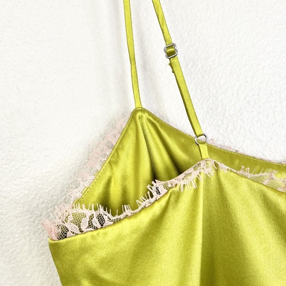 FLEUR DU MAL Straight Neck Lace Trim Cami Top in Chartreuse - Picture 9 of 10